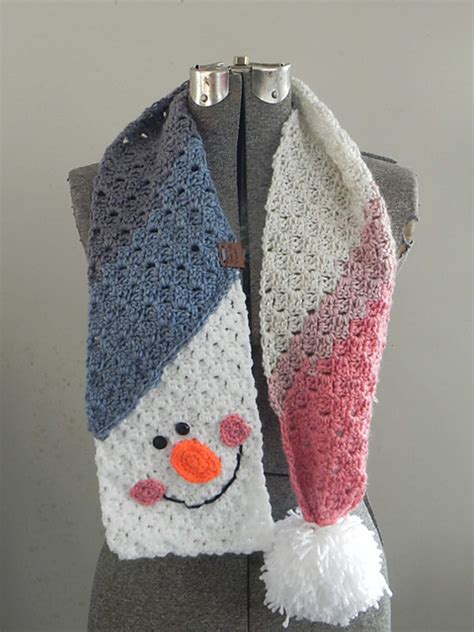 crochet patterns galore snowman mini cc scarf