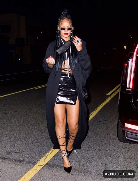 Rihanna Sexy Shows Off Her Sexy Legs In Black Coat Aznude