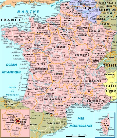 cartes de france cartes des regions departements  villes de france