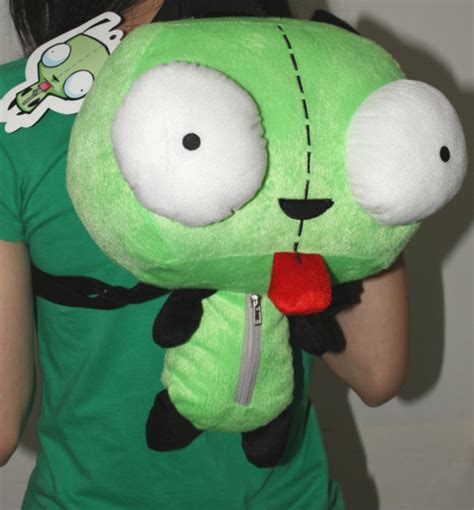 Invader Zim Gir Stuffed Plush Backpack Green Alien Bag 14 Inch 3d Eyes