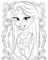 Tangled Coloring Pages Series Printable Rapunzel Print Size sketch template