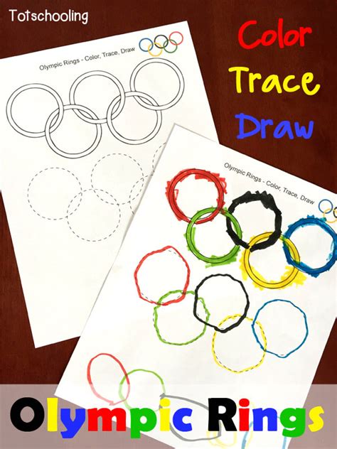 olympic rings coloring tracing drawing sheet totschooling