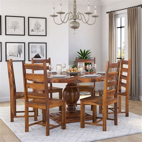 solid wood dining table set   chairs  natural finish