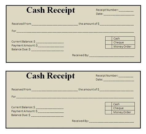 Receipt Form Free Printable Documents