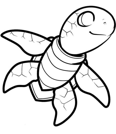 smiling sea turtle coloring page  print