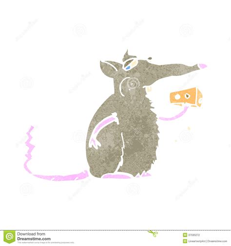 Retro Cartoon Rat With Cheese Stock Vector Illustration