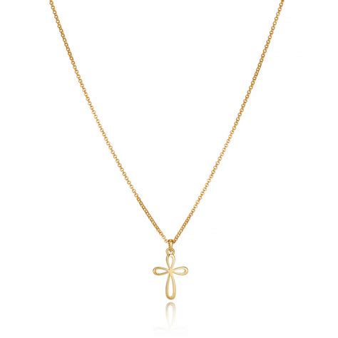 18ct gold plated cherish cross necklace by molly brown london