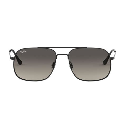 men s square aviator sunglasses black gray gradient ray ban