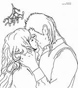 Coloring Pages Kiss Mistletoe Christmas Kissing Band Under Anime Printable Drawing Color Print Lips Template Getdrawings Romantic Getcolorings Line Kids sketch template