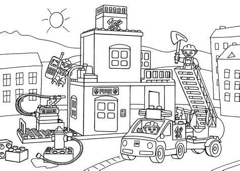 lego fire station coloring page  kids printable  lego duplo