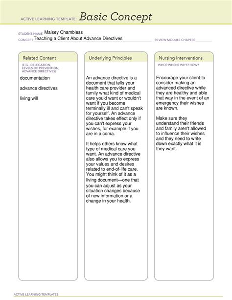 advance directives ati template active learning templates basic concept student  studocu