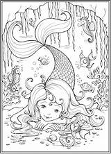 Coloring Pages Mermaid Friends Publications Dover Welcome Fairy Mandala Cute Little Visit Doverpublications sketch template