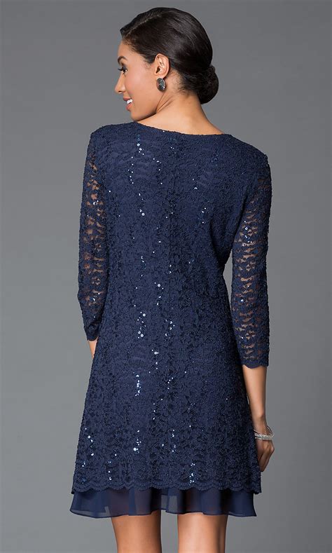 sequin lace shift dress with sleeves promgirl
