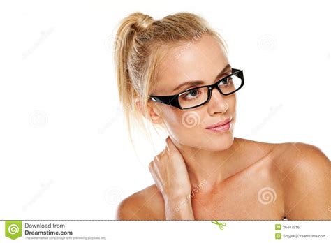 Beautiful Woman In Modern Glasses Royalty Free Stock Image