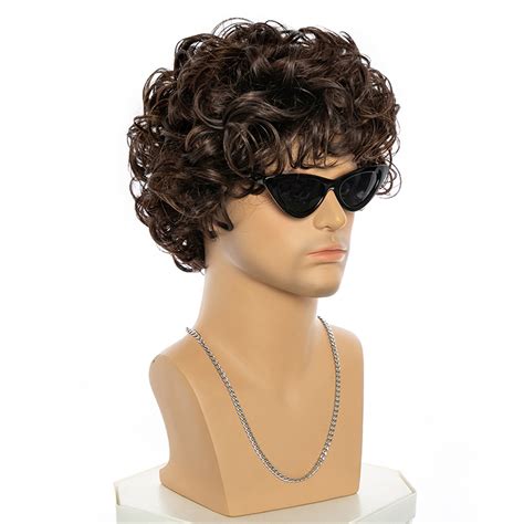 short curly synthetic wig brown wig  mens hair daily etsy