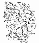 Coloring Tattoo Pages Skull Rose Printable Adults Book Adult Colouring Designs Roses Sugar Flash Print Doverpublications Skulls Tattoos Modern Dover sketch template