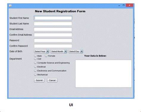 create  student registration form    components  displays   inputs