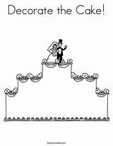 Coloring Cake Decorate Wedding Print Ll Twistynoodle Topper sketch template