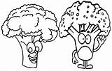 Coloring Broccoli Vegetable Fun Pages Vegetables sketch template