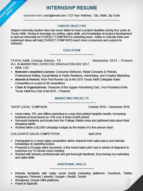college student resume sample writing tips resume companion