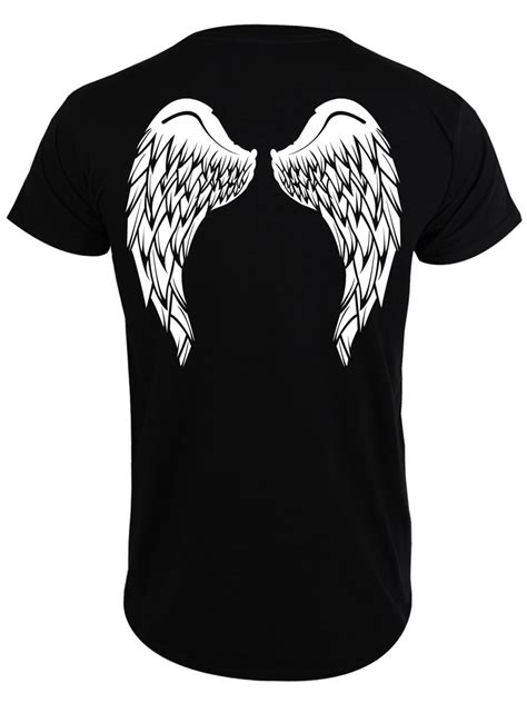 Angel Wings T Shirt Black Mens Backprint Only Buy