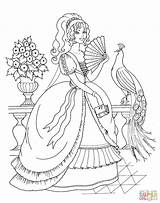 Coloring Pages Princess Beautiful Peacock Printable Drawing sketch template