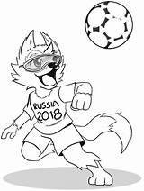 Fifa Zabivaka Copa Mascote Futebol Lobo sketch template
