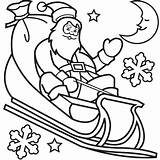 Santa Sleigh Coloring Christmas Claus Pages His Kids Printable Book Drawing Colouring Cards Color Sledding Clipart Card Print Getcolorings Cartoons sketch template