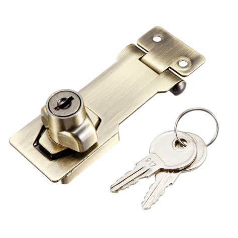 keyed hasp lock mm twist knob keyed locking hasp  door cabinet keyed  bronze