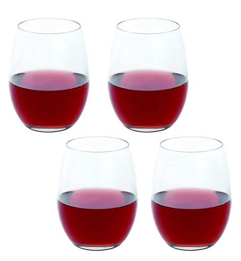 Set Of 4 Stemless Red Wine Glasses By Dartington Crystal