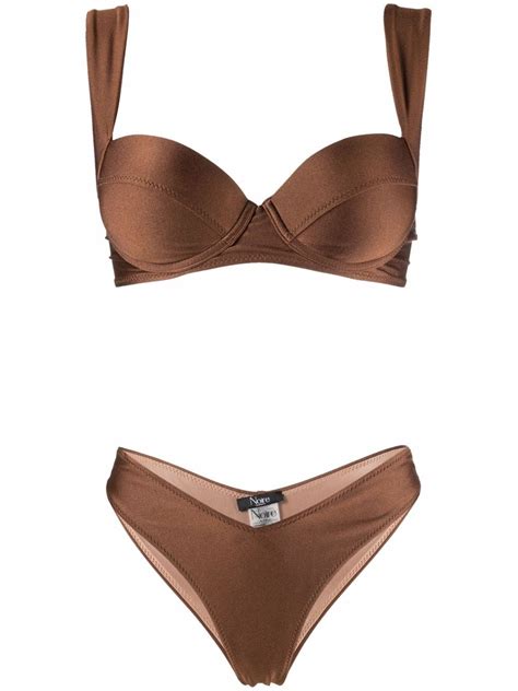 Noire Swimwear Satin Finish Balconette Style Bikini Set Farfetch