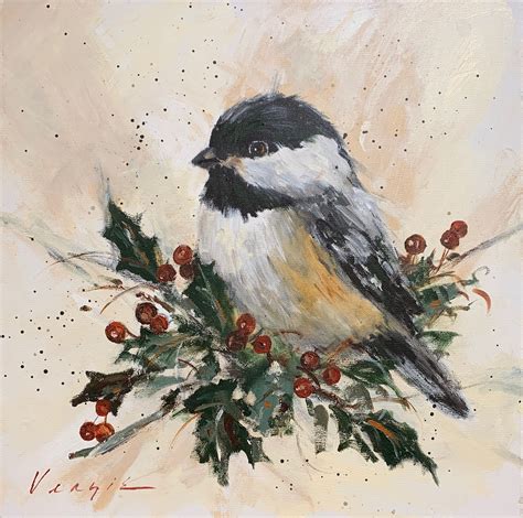 christmas chickadee   mmveaziecom chickadee art bird art bird watercolor paintings