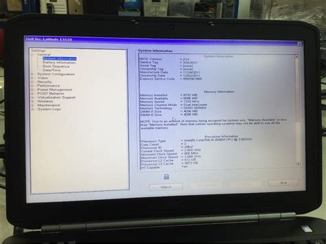 Laptop Dell Latitude E5520 Bios Locked Appears To Function