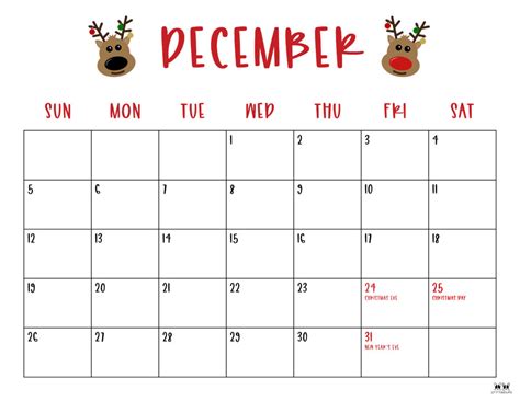 december  calendars   printables printabulls