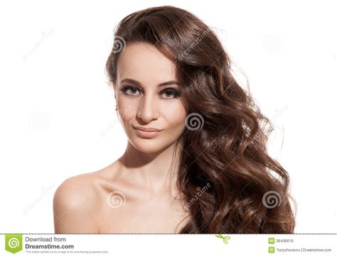 beautiful brunette girl healthy long hair isolated stock image image of hair brown 36436619