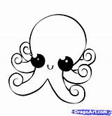 Pages Coloring Octopus Cute Kawaii Drawings Easy Drawing Choose Board Draw Animals sketch template