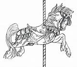 Coloring Horse Carousel Pages Jumping Animals Horses Colouring Show Adult Flying Color Printable Book Advanced Adults Carosel Animal Tattoos Drawings sketch template