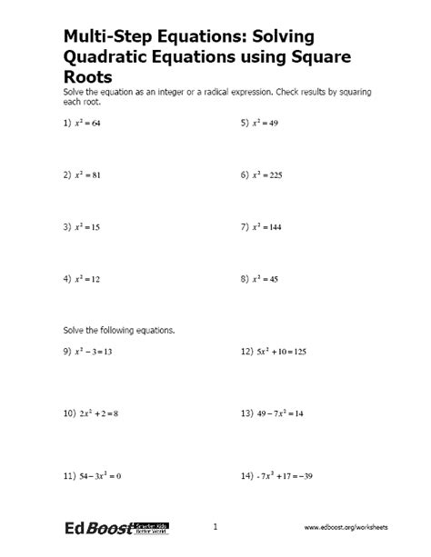 solving quadratic equations  square roots edboost