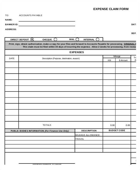 employee expense claim form excel templates