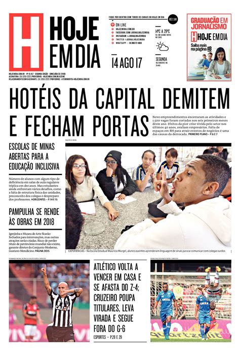 capa do dia 14 08 2017 hojeemdia jornal noticias news newspaper