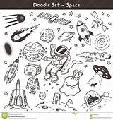 Space Doodles Hand Drawn Doodle Drawings Vector Illustration Visit Cute Stock Set Big sketch template
