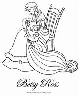 Betsy Ross Coloring Pages American Printable Flag First Kids July 4th sketch template