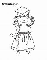 Coloring Graduation Pages Girl Graduating Kindergarten Print Colouring Cap Clipart Cartoon Printable Popular Shy Smiling After Library sketch template