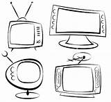 Television Retro Tv Doodle Coloring Pages Cartoon Clip Illustration Stock Style Vector Electronics Preview Coloringtop sketch template