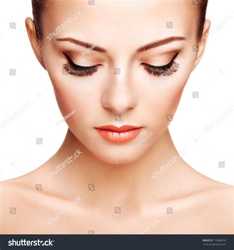 Beautiful Woman Face Perfect Makeup Beauty Fashion Stock