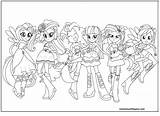 Equestria Rainbow Rocks Girls Coloring Pages Pony Little Play sketch template