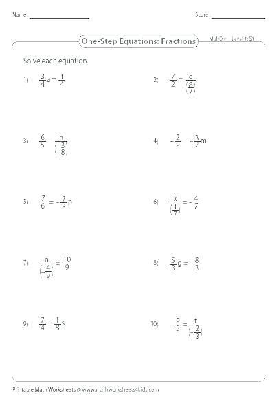 multi step equations  fractions worksheet thomathomastallworth