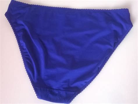 pretty royal blue stretch high leg knickers jacquard microfibre panties m 12 ebay