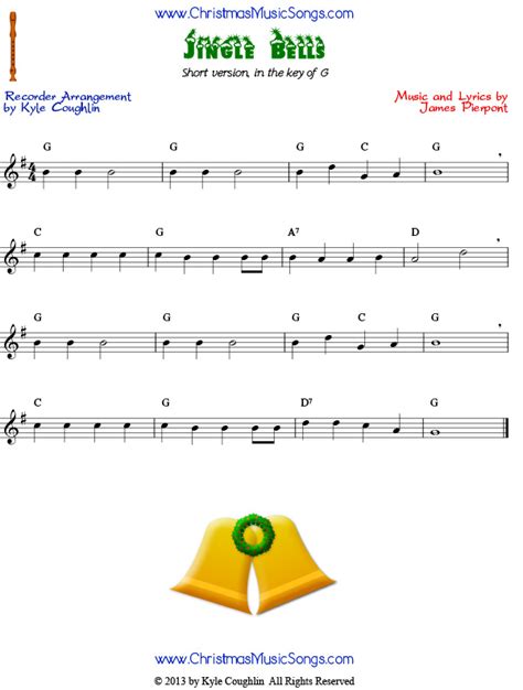 jingle bells  recorder easy version  sheet
