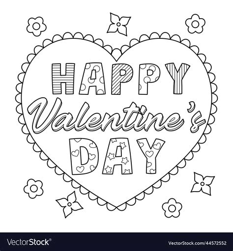 happy valentines day coloring page  kids vector image